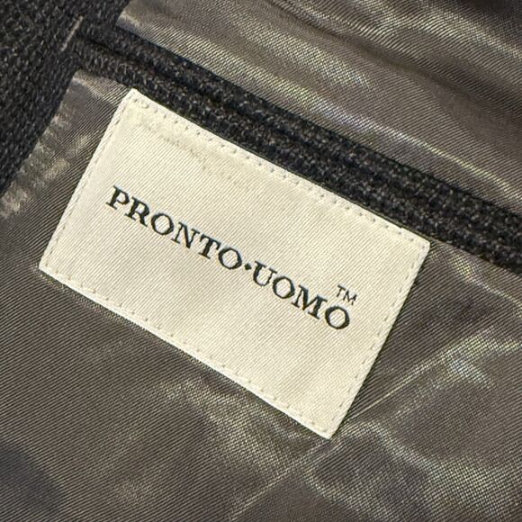 Vintage 80s/90s Pronto Uomo 42S Wool Blazer Brown Micro Check Ventless Poland - Picture 8 of 9